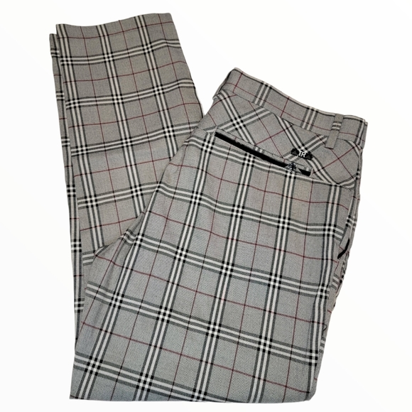 Tailored Recreation Premium Plaid Trouser Pants Black Gray SIZE 35-28 - Picture 1 of 15